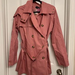 Mauve hooded trench coat